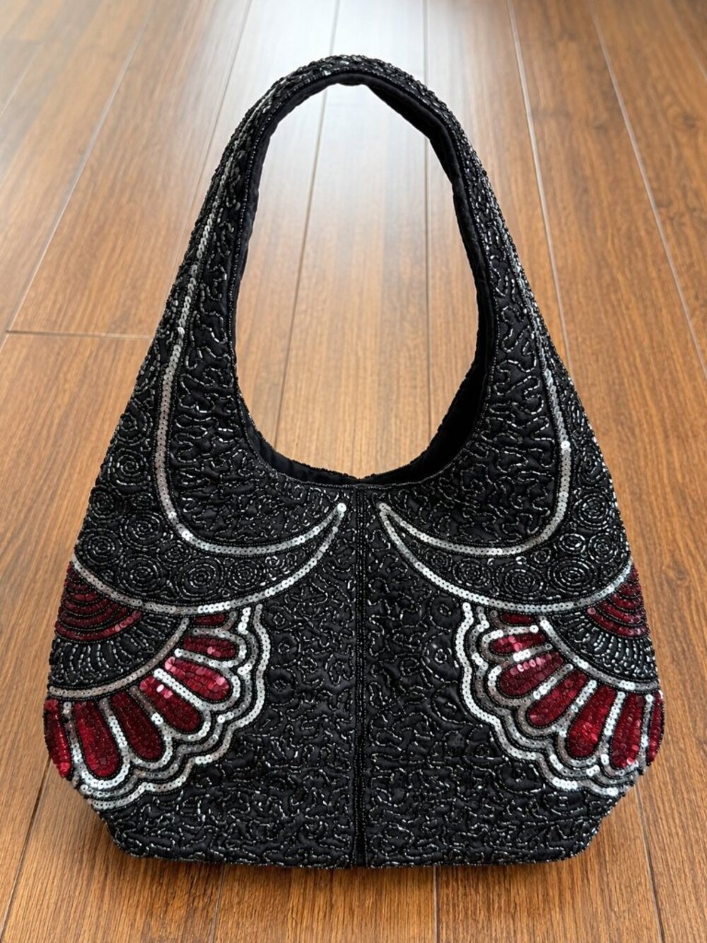 Vintage Hand-Beaded Evening Shoulder Bag